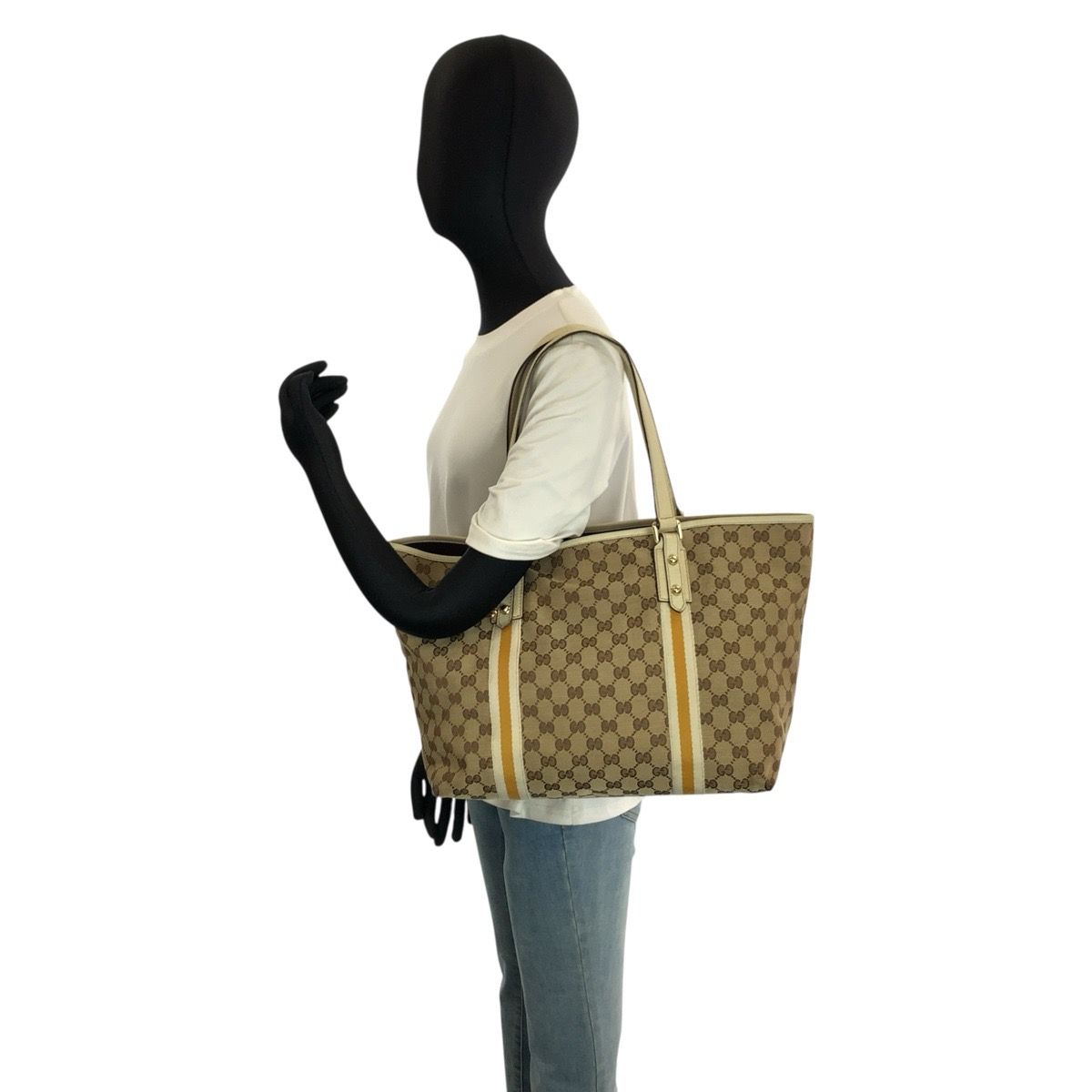 GUCCI グッチ シェリーライン ベージュ アイボリー ゴールド金具 GG