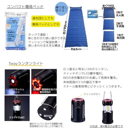 備えて安心 1人用 26点 防災基本セット リュックの色が選べる 折り畳みヘルメット・簡易エアーベッド・ポンチョ・ドライシャンプー・からだ拭き・緊急連絡カード 避難 地震 対策 防災グッズ 保存水 保存食 非常用送料無料 779a9065