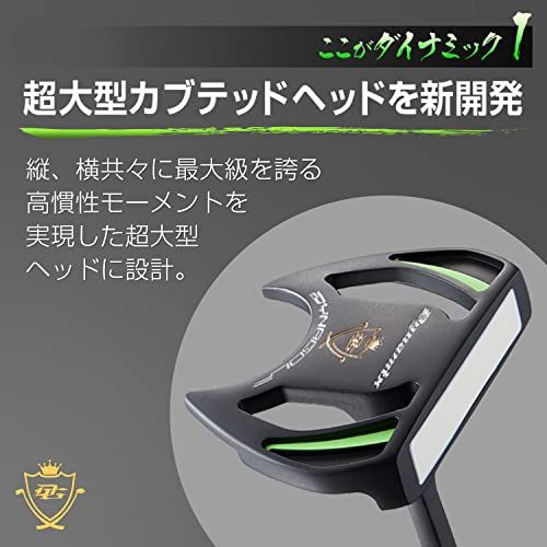 ダイナミクスパター マレット型 グリップ 太め 初心者 大きめヘッド 34インチ 安定 スコアアップ ゴルフ クラブ メンズ 黒 緑as 4dfdef10