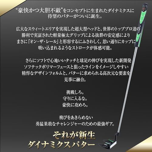 ダイナミクスパター マレット型 グリップ 太め 初心者 大きめヘッド 34インチ 安定 スコアアップ ゴルフ クラブ メンズ 黒 緑as 4dfdef10