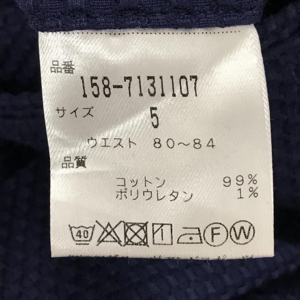 【美品】マスターバニー パンツ ネイビー 織生地 ロゴ白 メンズ 5(L) ゴルフウェア MASTER BUNNY EDITION