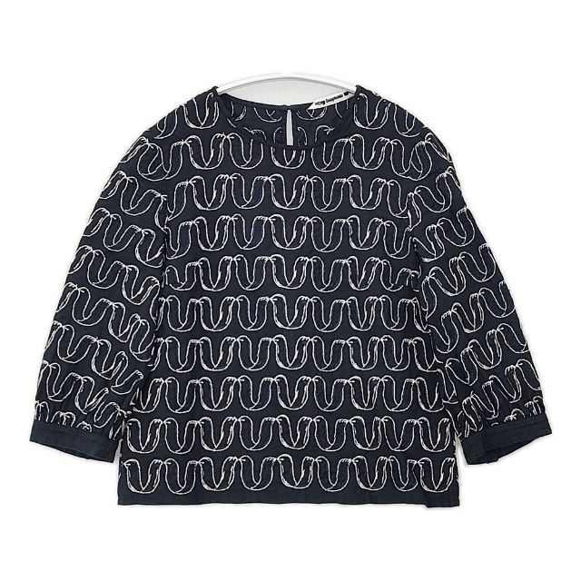 mina perhonen ribbon bird 刺繍 リネン 38 ys1046 ブラウス シャツ