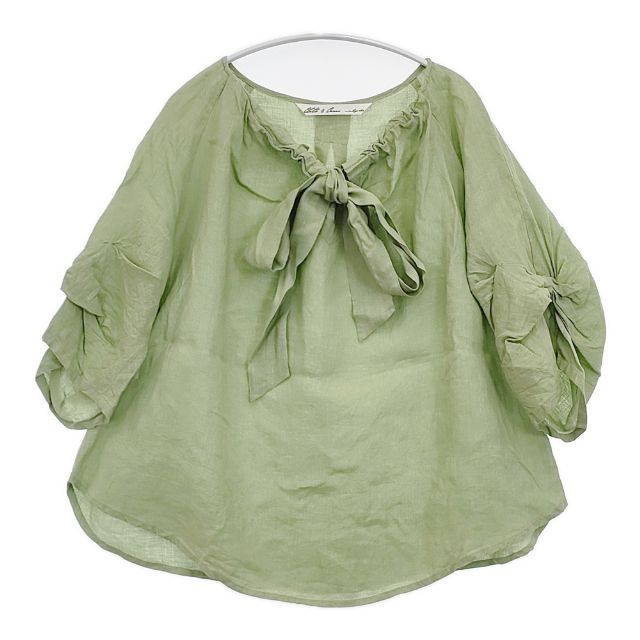 cloth&cross Hug O War リボン リネン ブラウス シャツ グリーン