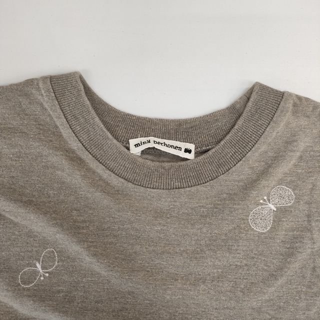 mina perhonen WS8174 choucho 刺繍 半袖Tシャツ カットソー グレー