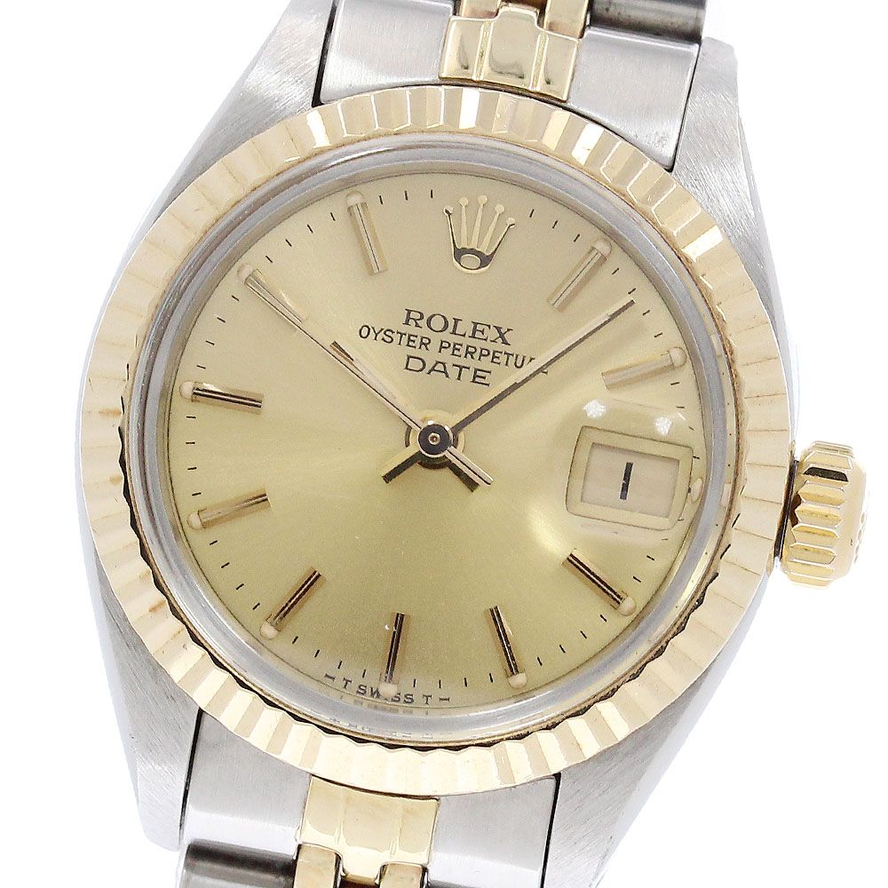 ロレックス ROLEX 6917/3 オイスター パーペチュアル デイト YGベゼル 自動巻き レディース 保証書付き_964941