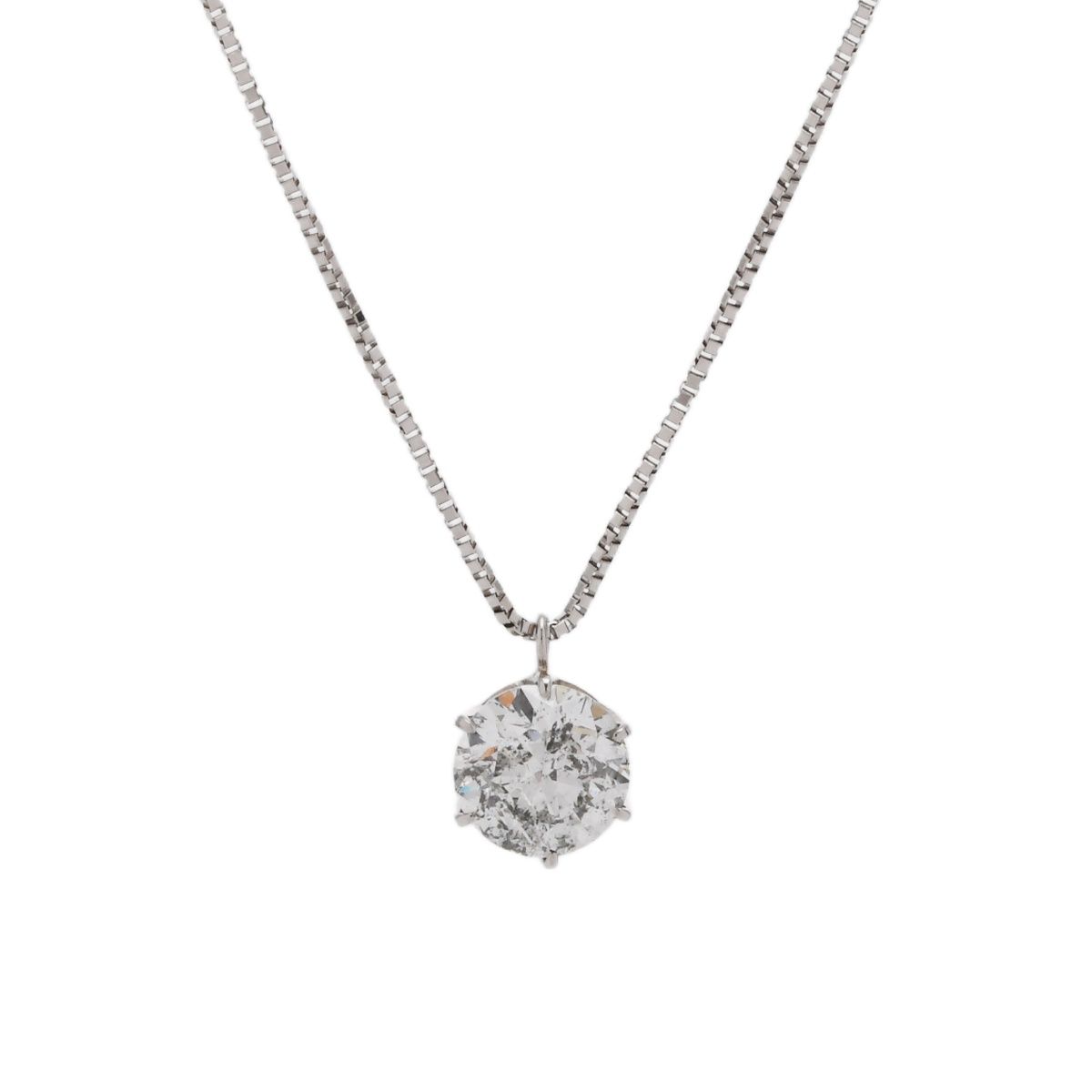 ノーブランド 一粒ダイヤ ネックレス 1.014ct H-I1-VG レディース Pt900プラチナ ネックレス