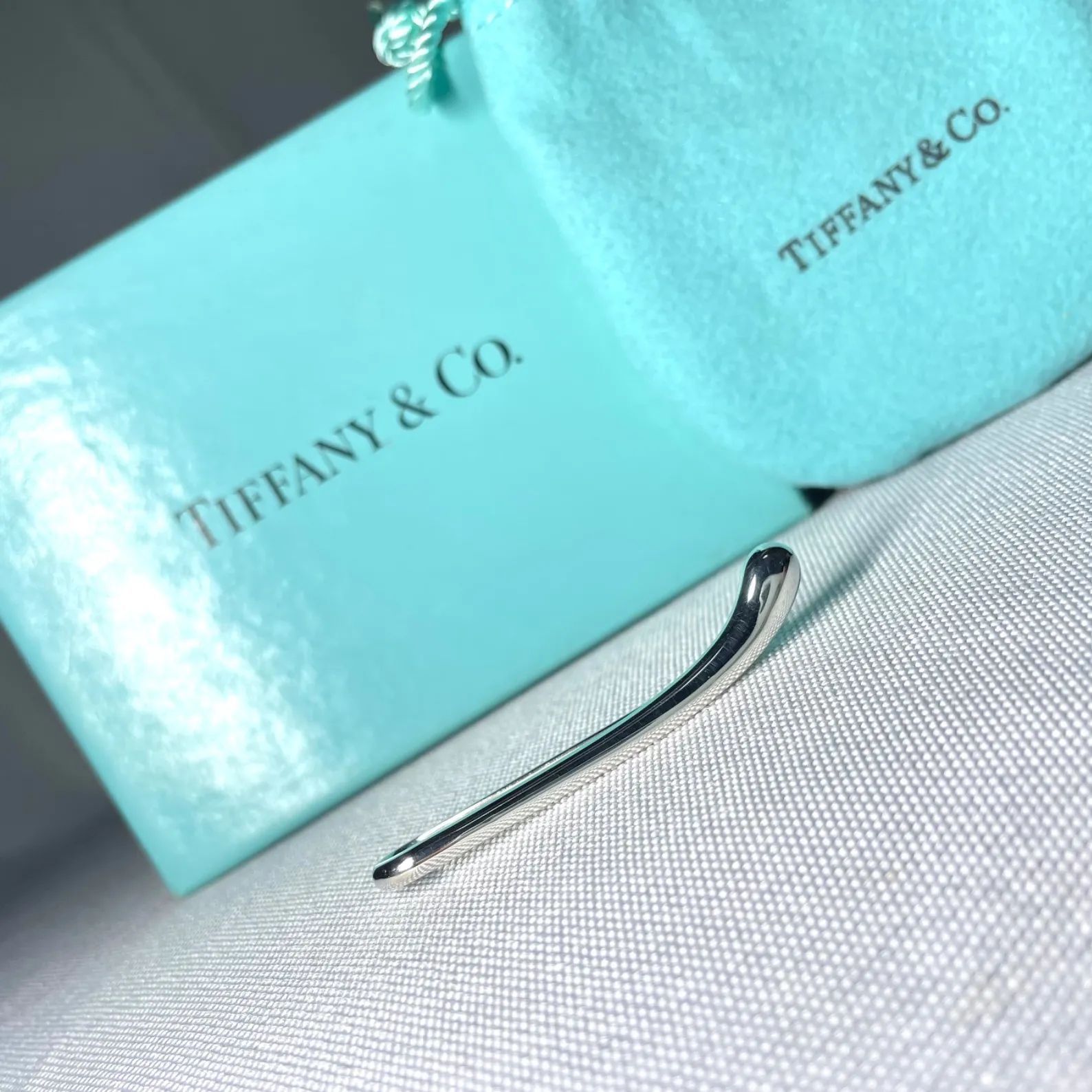 美品 Tiffany ティファニー エルサペレッティ ビーン ティアドロップ スターリングシルバー ネクタイピン タイピン タイバー 付属あり