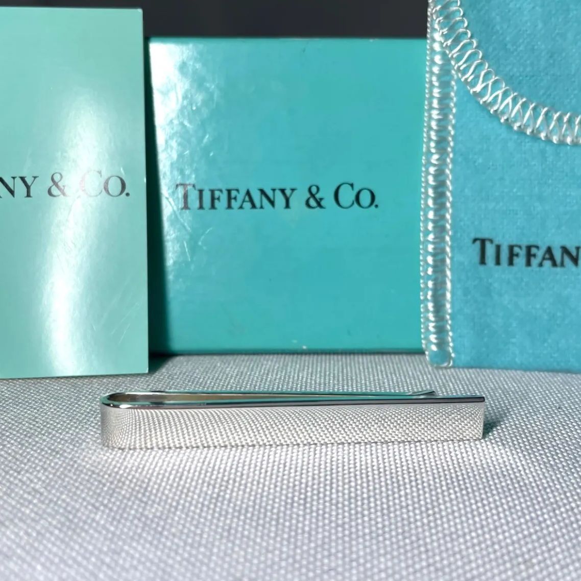 美品 TIFFANY ティファニー 鏡面スターリングシルバー シンプル ネクタイピン タイピン タイバー AG925 SV925 メンズ 付属あり