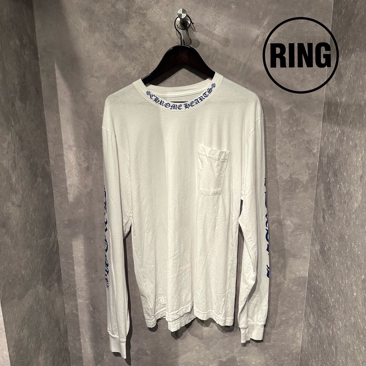 Chrome Hearts BLUE Neck LOGO L/S Tee WHT