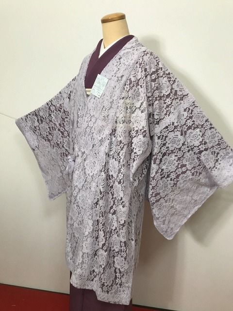 新品 Fサイズ コート 化繊 薄紫色レース 夏コート