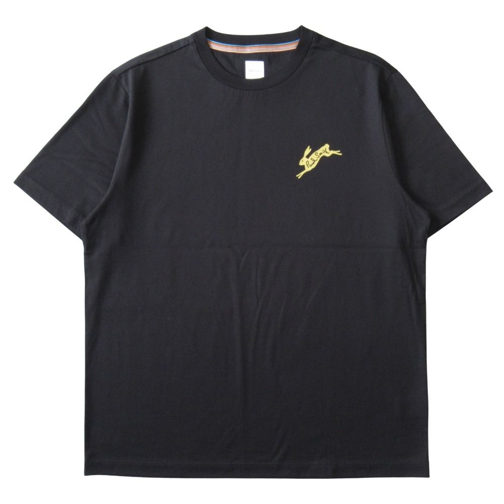 新品同様 Paul Smith ポール・スミス ラビット ロゴ Tシャツ カットソー 半袖 サイズXL 黒 ブラック メンズ 古着 中古 USED