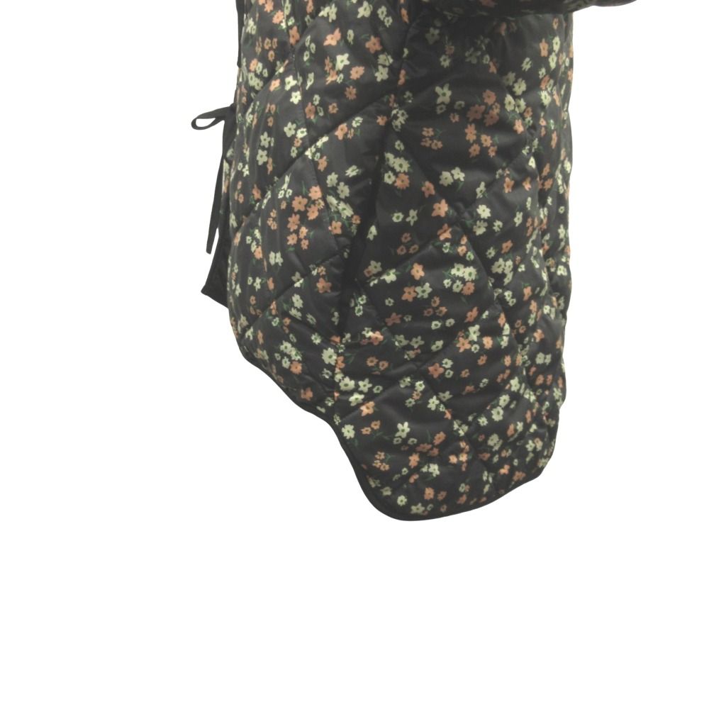 美品 ZARA ザラ キルティング ジャケット ブルゾン 花柄 中綿 S 黒