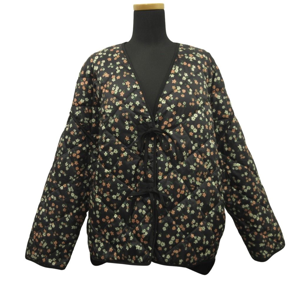 美品 ZARA ザラ キルティング ジャケット ブルゾン 花柄 中綿 S 黒