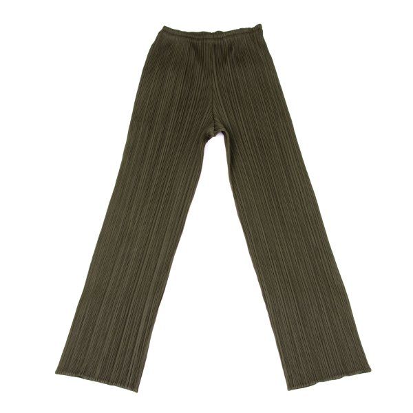 プリーツプリーズPLEATS PLEASE プリーツストレートパンツ カーキ2
