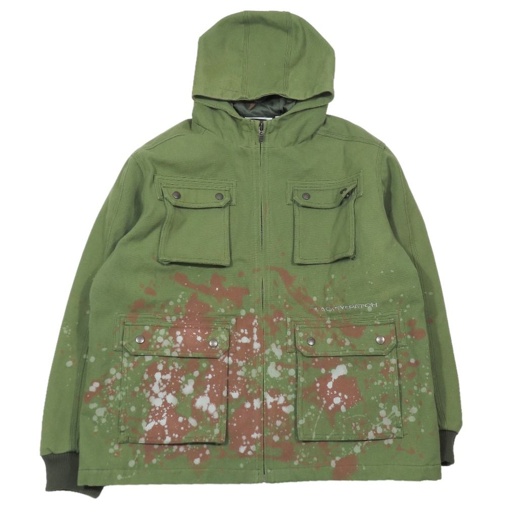美品 BLACK EYE PATCH ブラックアイパッチ 20AW HOODED PAINTER JACKET ミリタリージャケット ブルゾン L グリーン メンズ 古着 中古 USED
