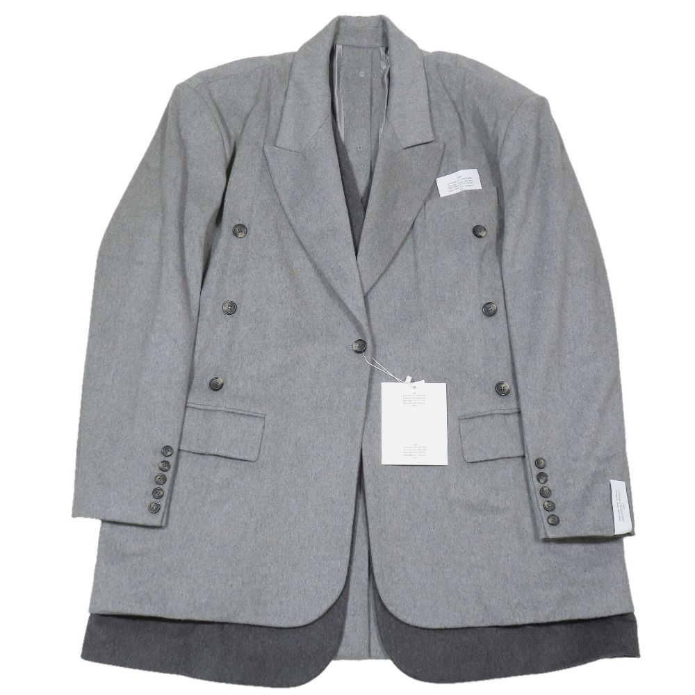 未使用 Rokh ロク 23AW DOUBLE LAYERS TAILORED COAT R8CA240 レイヤー テーラード チェスターコート ロング M グレー レディース 古着 中古 USED