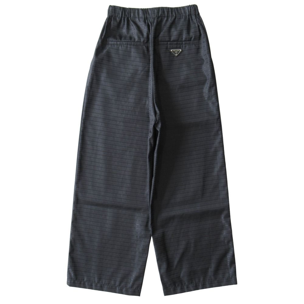 新品同様 PRADA プラダ 22AW Re-Nylon ナイロン イージー ワイド パンツ トライアングルロゴ 三角ロゴプレート サイズ40 黒 ブラック レディース 古着 中古 USED