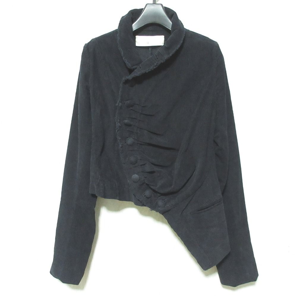 美品 marc le bihan マルクルビアン コーデュロイ アシンメトリー ジャケット 36 ネイビー レディース 古着 中古 USED