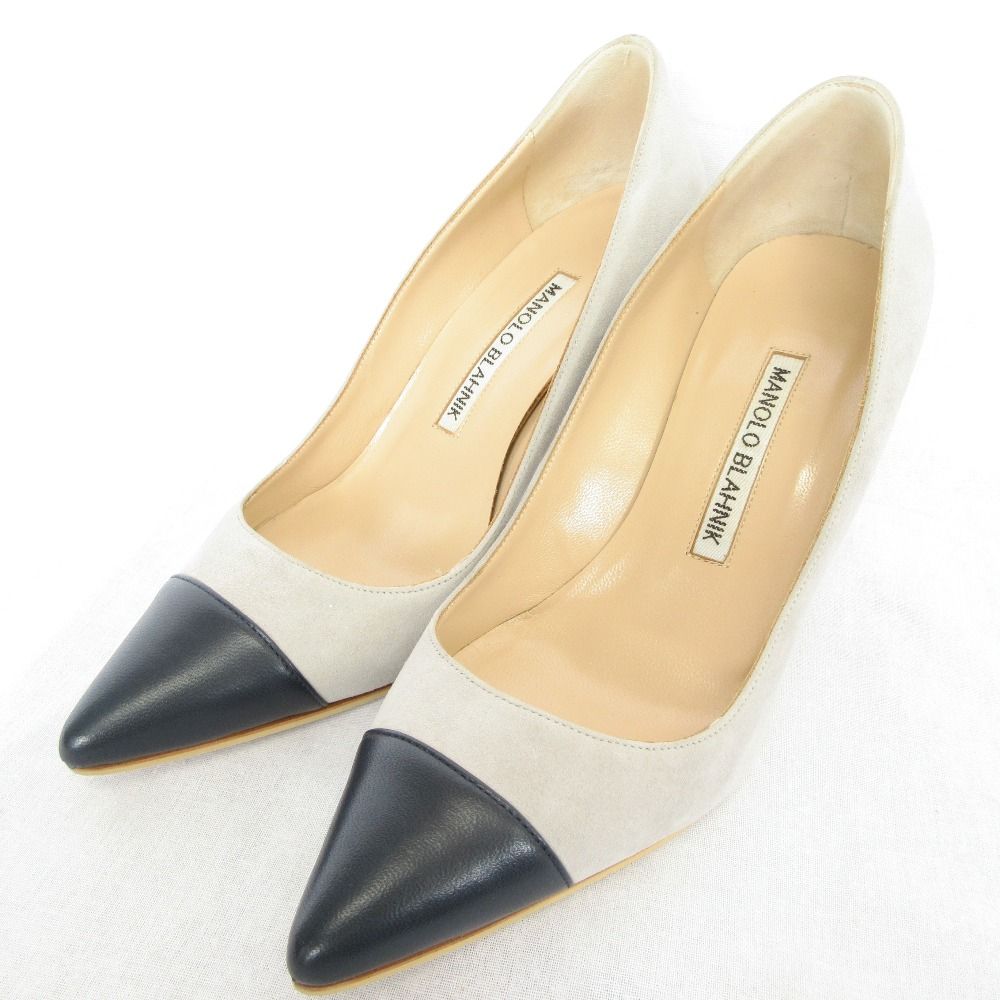 美品 MANOLO BLAHNIK マノロブラニク スエード バイカラー ポイン