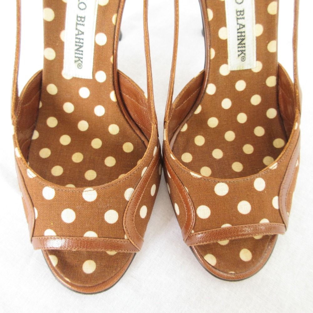 美品 MANOLO BLAHNIK マノロブラニク ドット オープントゥ ハイヒール