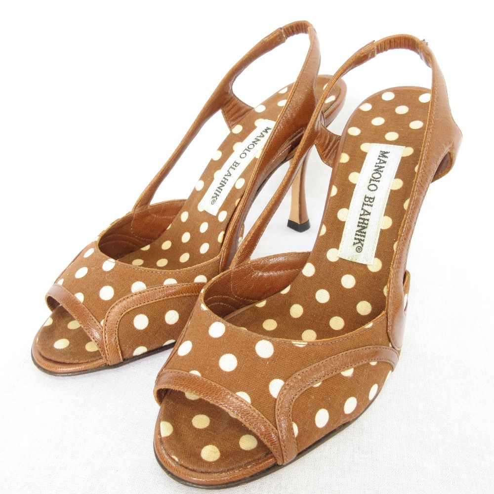 美品 MANOLO BLAHNIK マノロブラニク ドット オープントゥ ハイヒール