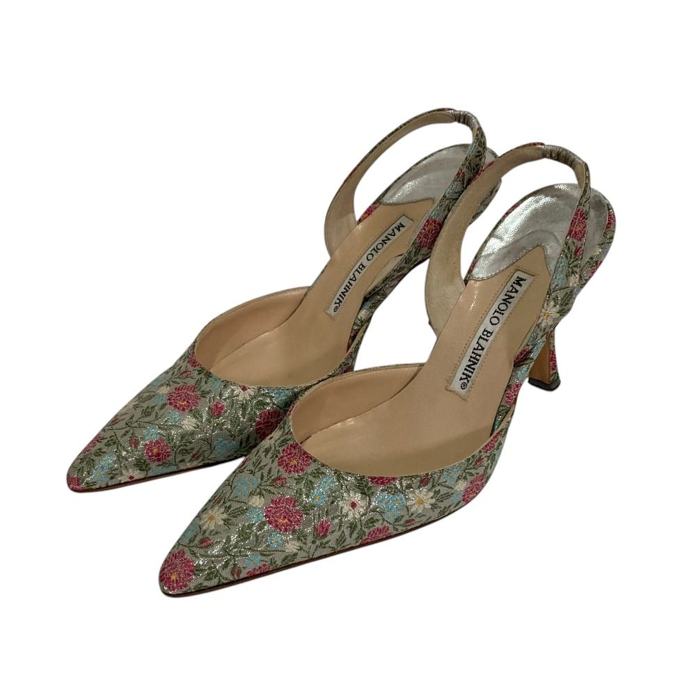 良品 MANOLO BLAHNIK マノロブラニク フラワージャガード ストラップ