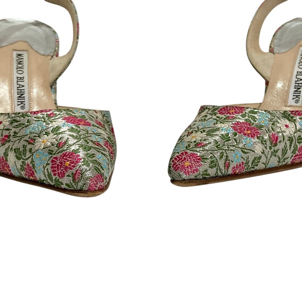 良品 MANOLO BLAHNIK マノロブラニク フラワージャガード ストラップ
