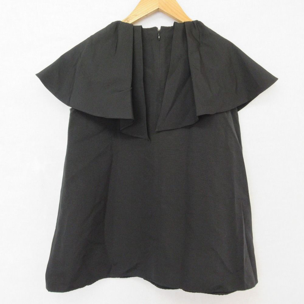 Heve ブラック ラッフルグログランブラウス 美品 HEVE へイヴ ラッフルグログラントップス ブラウス Fサイズ