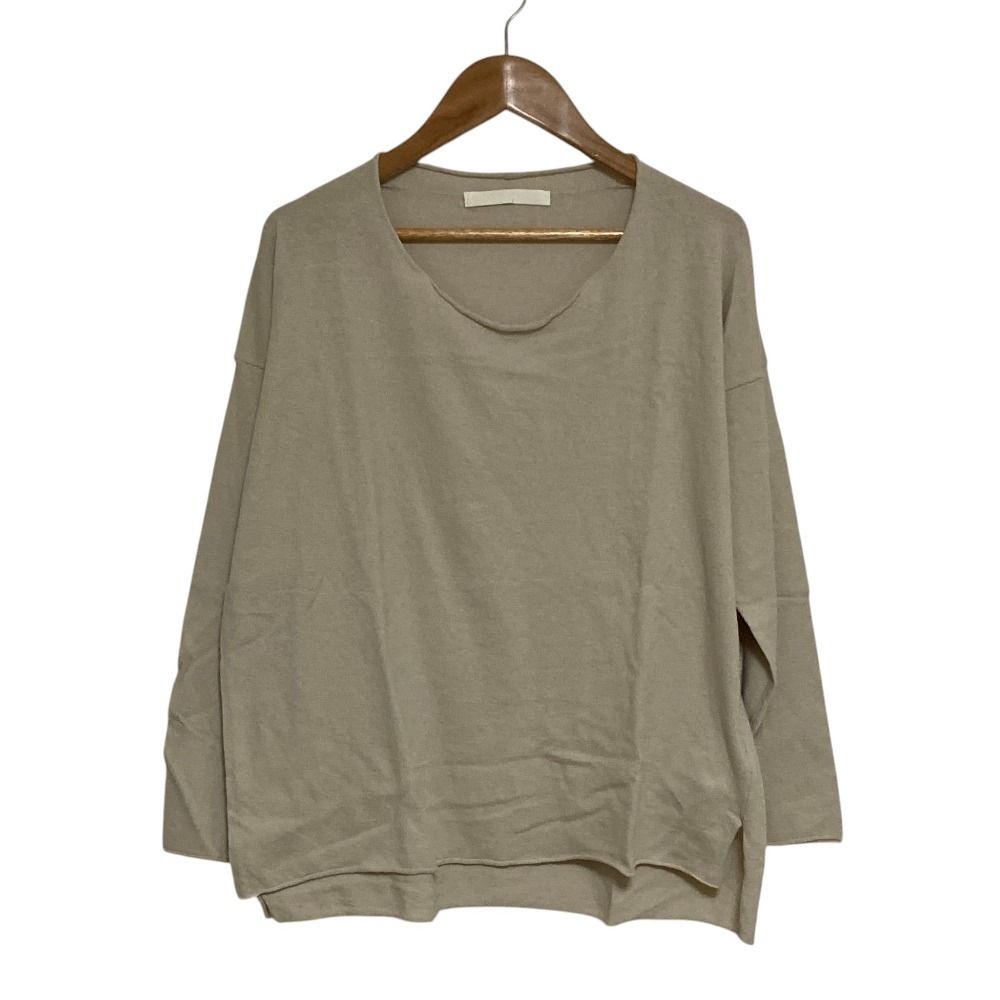 美品 evam eva エヴァムエヴァ Cotton Ramie Pullover ニット プルオーバー カットソー E243K053 サイズM ベージュ レディース 古着 中古 USED