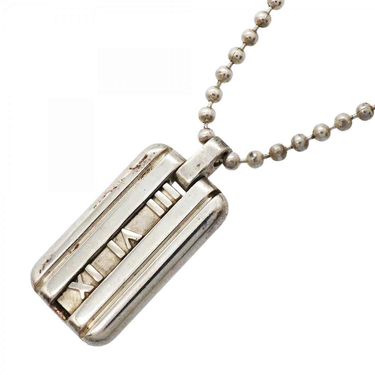 【6jfb0343-k】ティファニー ネックレス アトラス プレート/ボールチェーン シルバー925【中古】レディース
