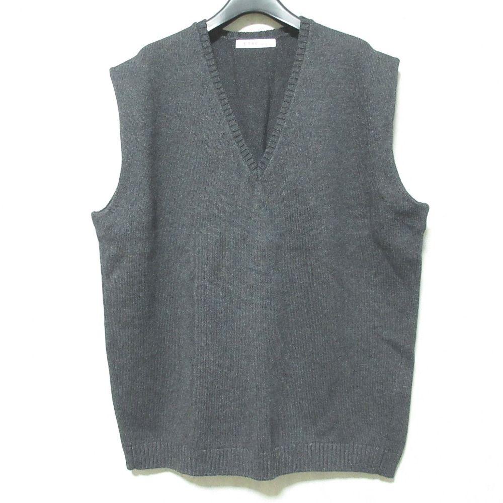 未使用 25SS ETRE TOKYO エトレトウキョウ コットン カシミヤ ニット ベスト 1225211026 F チャコール レディース 古着 中古 USED