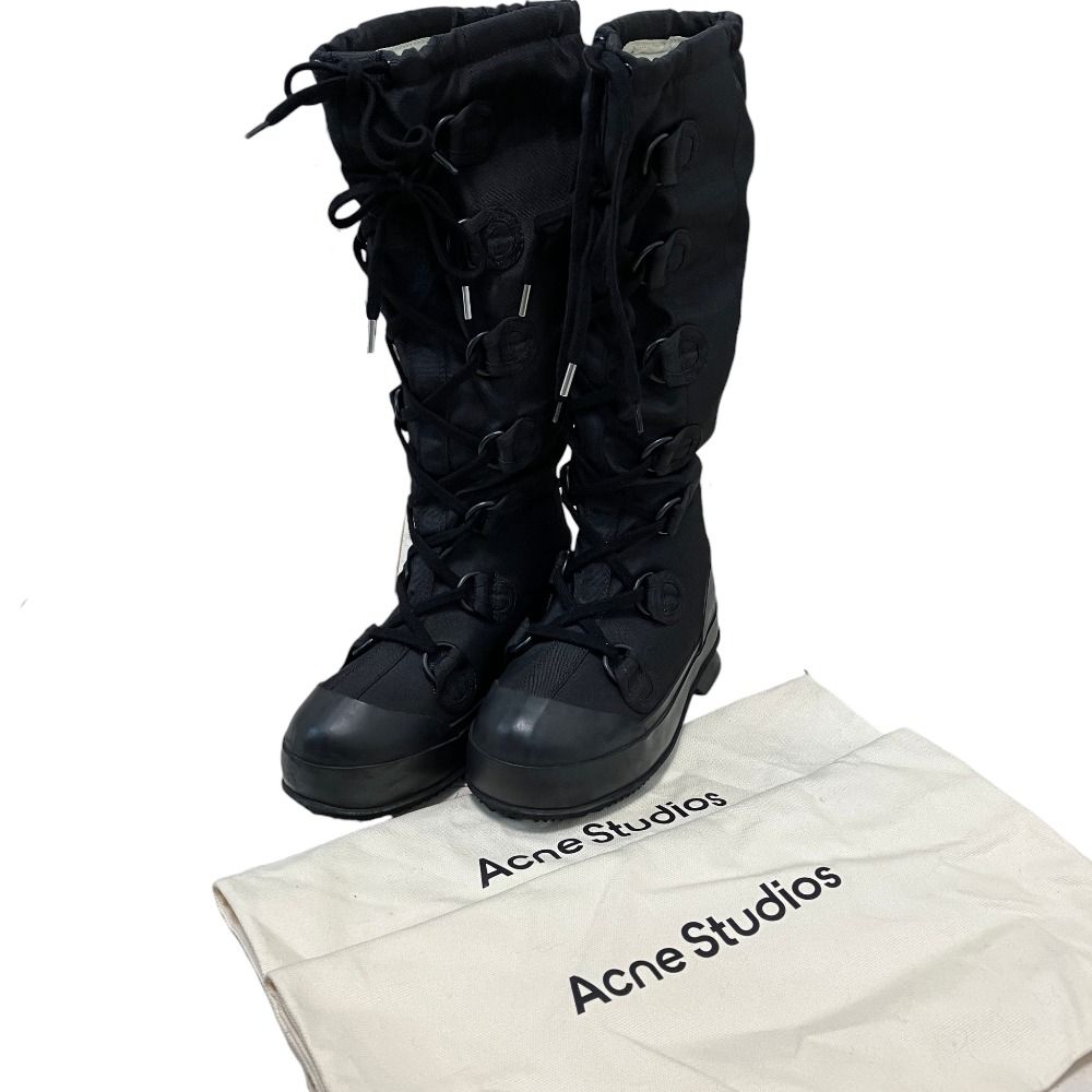 acne studios ブラック スノーブーツ 良品 Acne Studios アクネ ストゥディオズ ナイロンタフタ レース