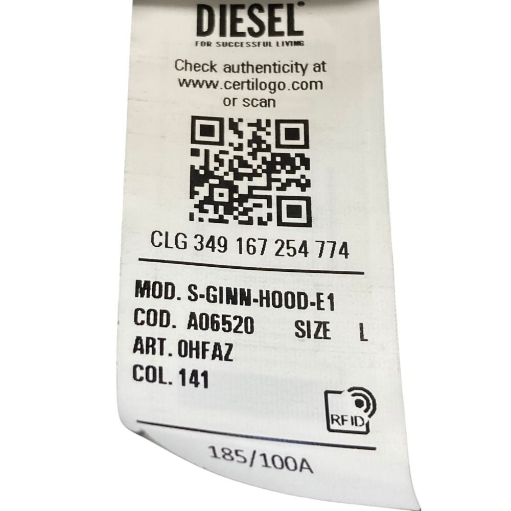 美品 DIESEL ディーゼル S-GINN-HOOD-E1 ヴィンテージ加工 プル
