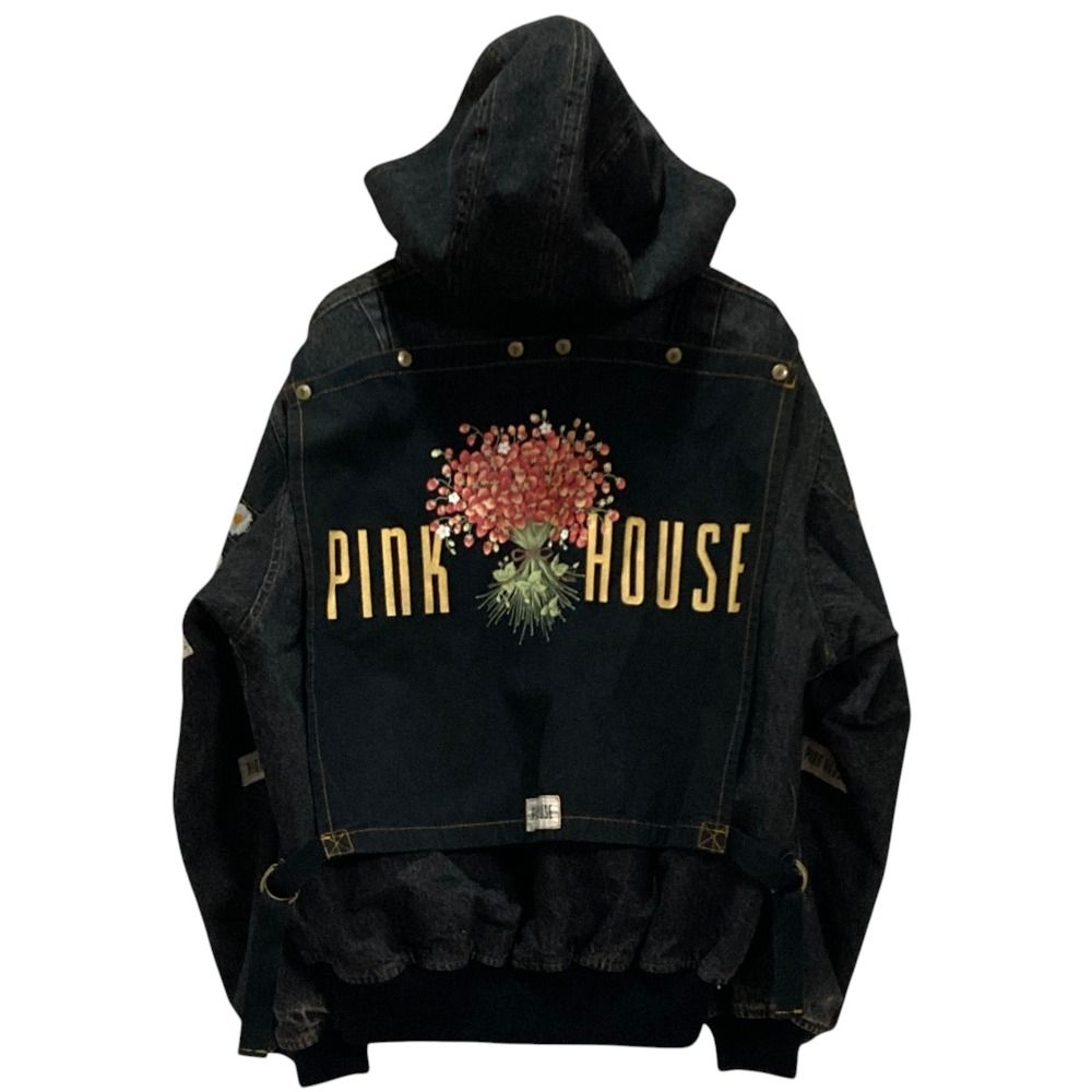 ピンクハウス ジャケット ウール アルパカ ヴィンテージ ワッペン PINK HOUSE ピンクハウス マルチワッペン 苺ブーケ デニム ブルゾン