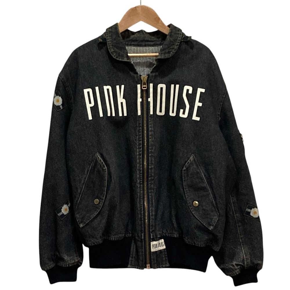ピンクハウス　デニムジャケット　カクテル　花束　ワッペン PINK HOUSE ピンクハウス マルチワッペン 苺ブーケ デニム ブルゾン