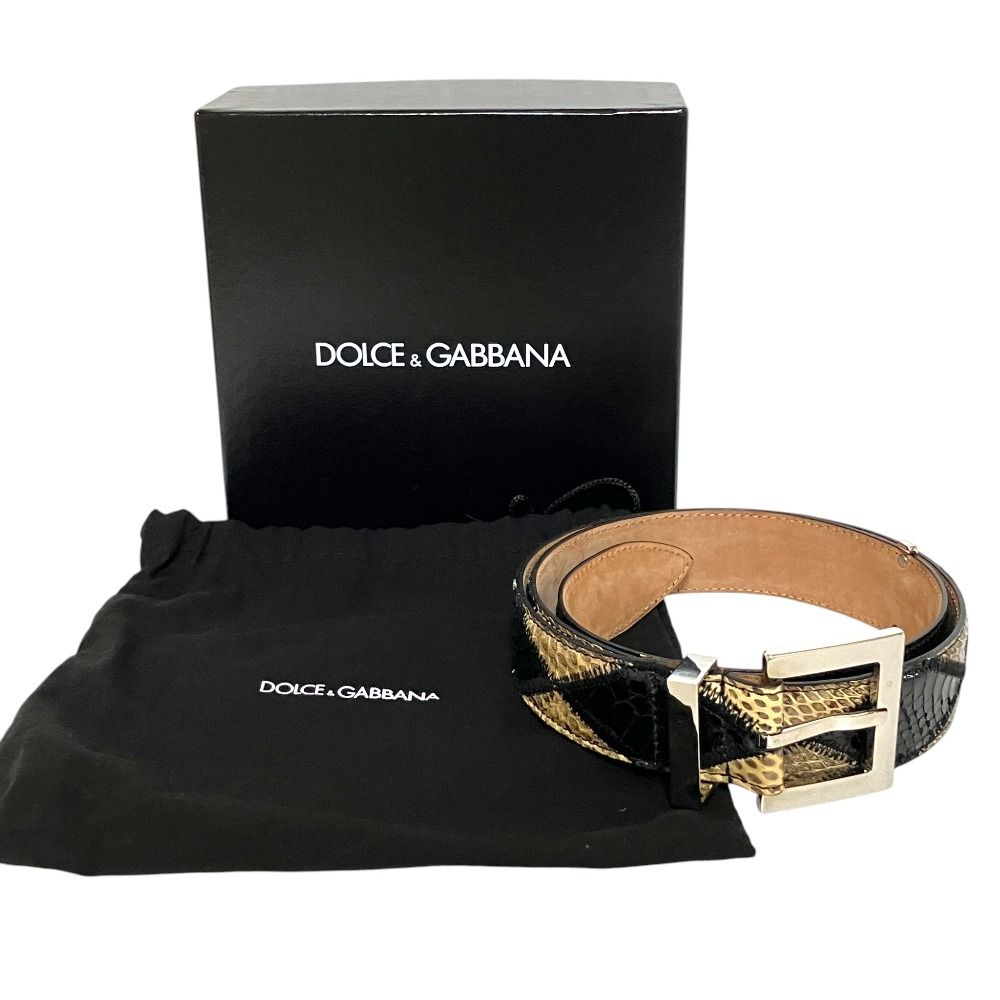 美品 DOLCE&GABBANA ドルチェ&ガッバーナ パイソンレザー ベルト 80cm