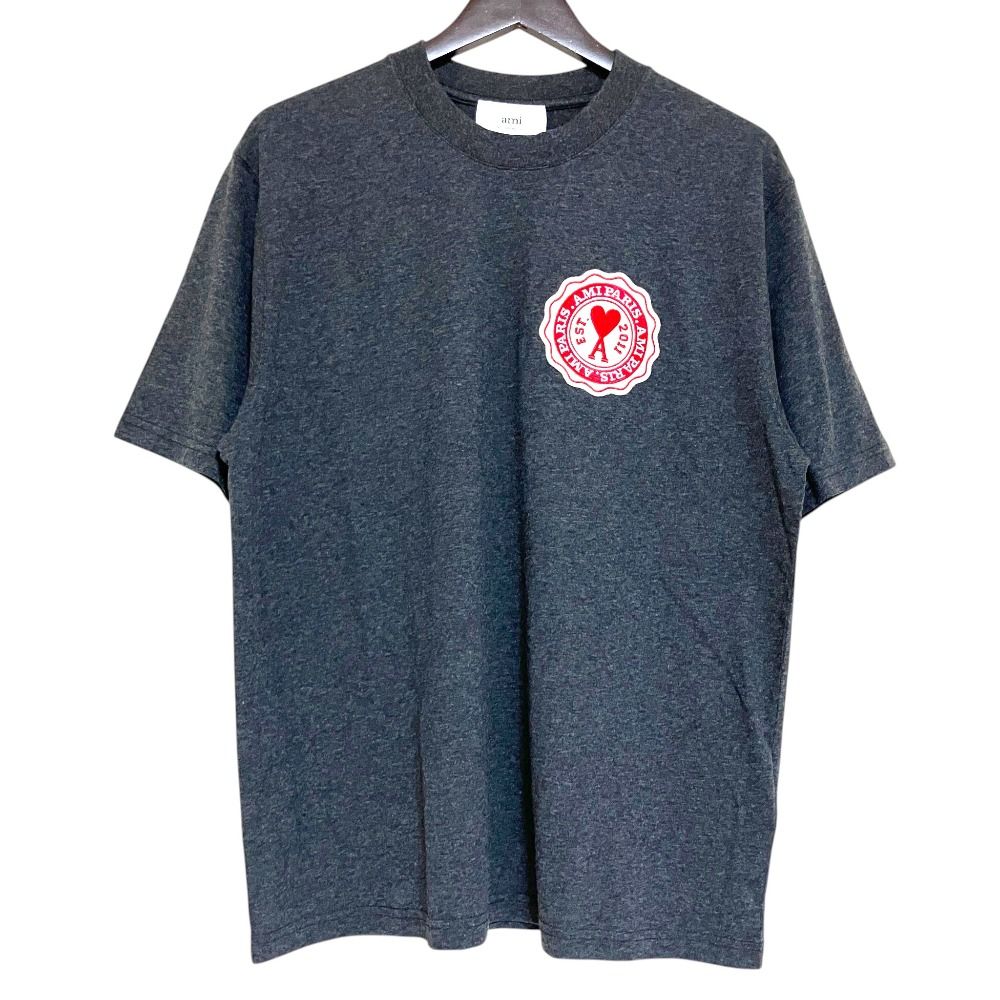 未使用 AMI PARIS アミパリス ハートロゴワッペン クルーネック 半袖 Tシャツ UTS011.717 Sサイズ グレー メンズ 古着 中古 USED