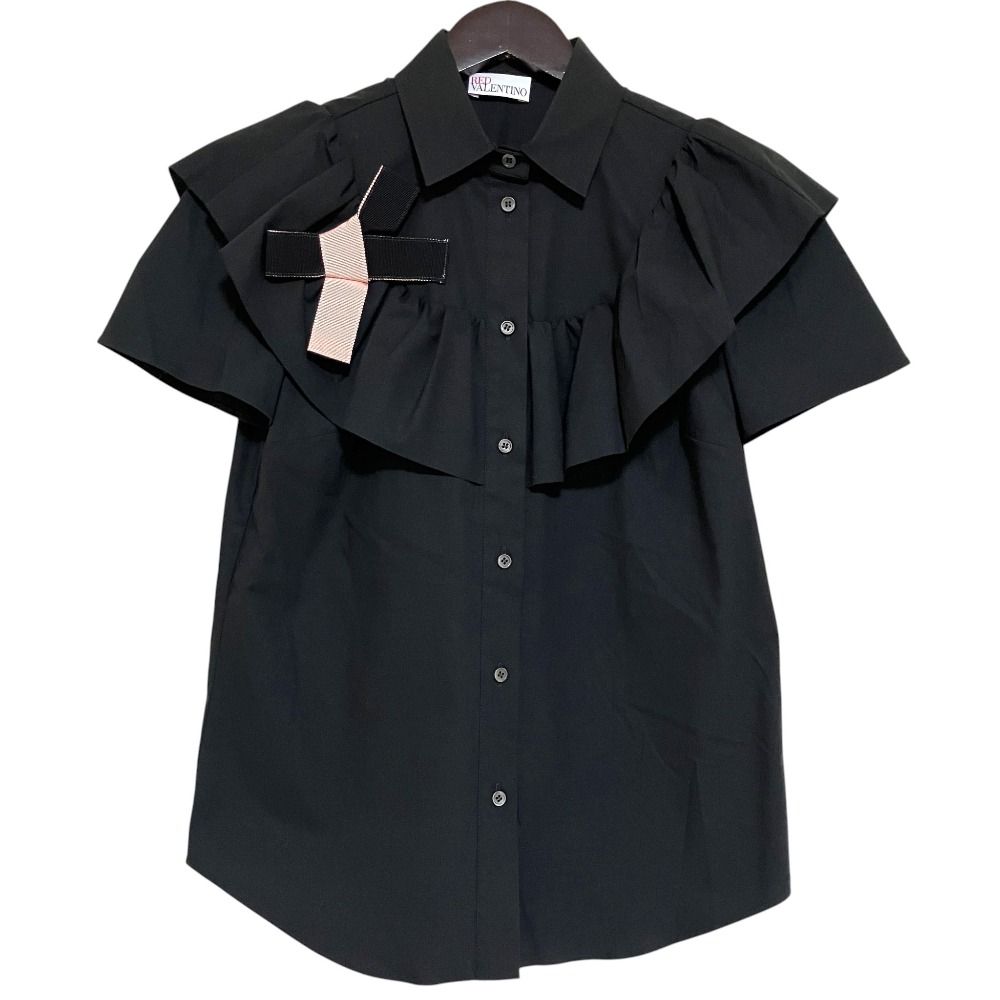 レッドバレンティノ ラッフルトリム シャツ 38 未使用 RED VALENTINO レッドヴァレンティノ ラッフル ショート