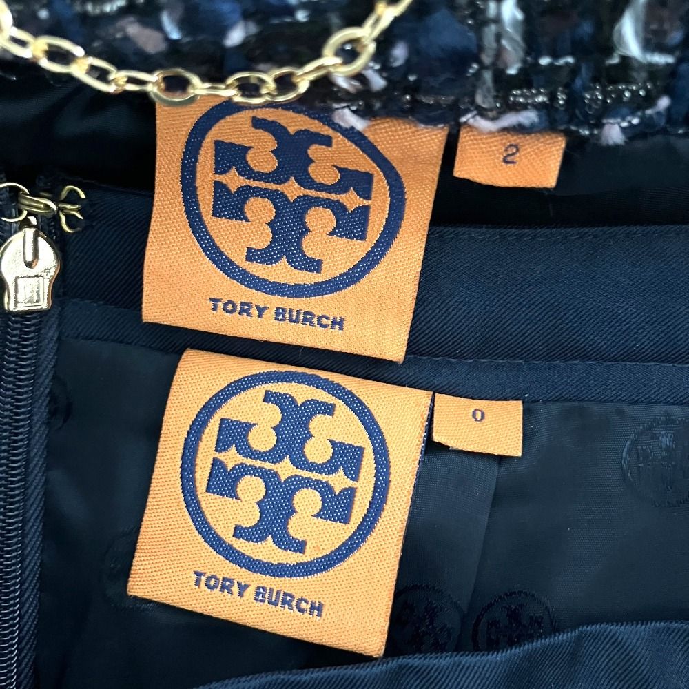 美品 TORY BURCH トリーバーチ ラメ ツイード ノーカラーコート