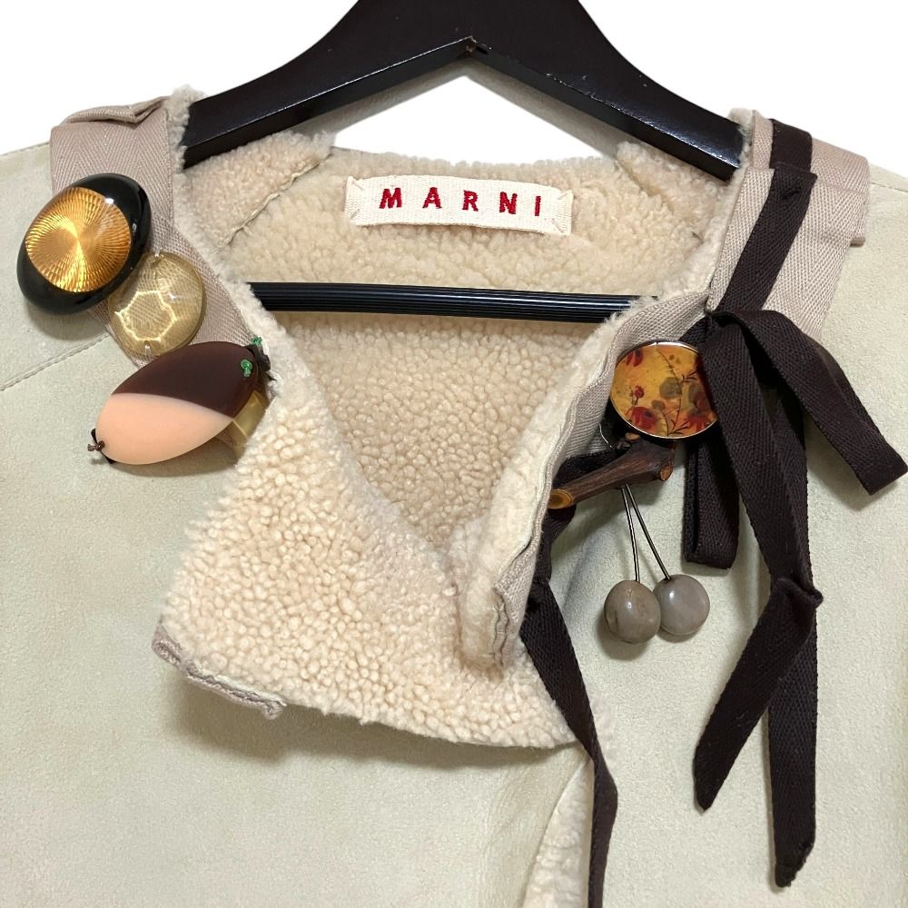美品 MARNI マルニ ビーズ刺繍 ムートン ショートコート ジャケット