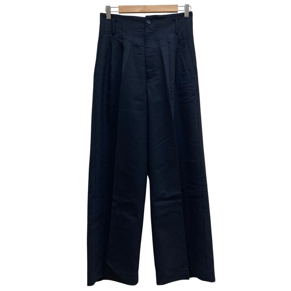 未使用 24AW ETRE TOKYO エトレトウキョウ ダブルクロスベルテッドセミワイドパンツ 1224520154 Sサイズ ネイビー レディース 古着 中古 USED