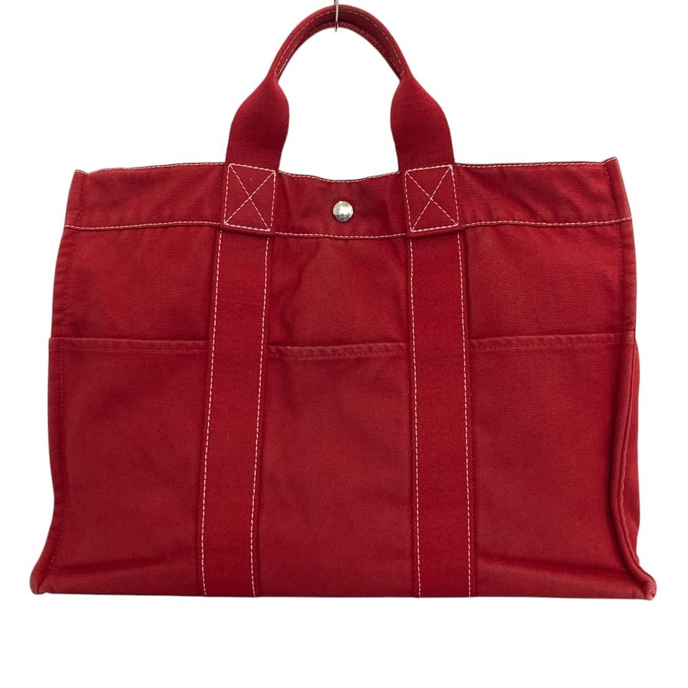 HERMES エルメス ドゥーヴィルMM トートバッグ キャンバス レッド HERMES エルメス ドーヴィルMM キャンバストートバッグ レッド