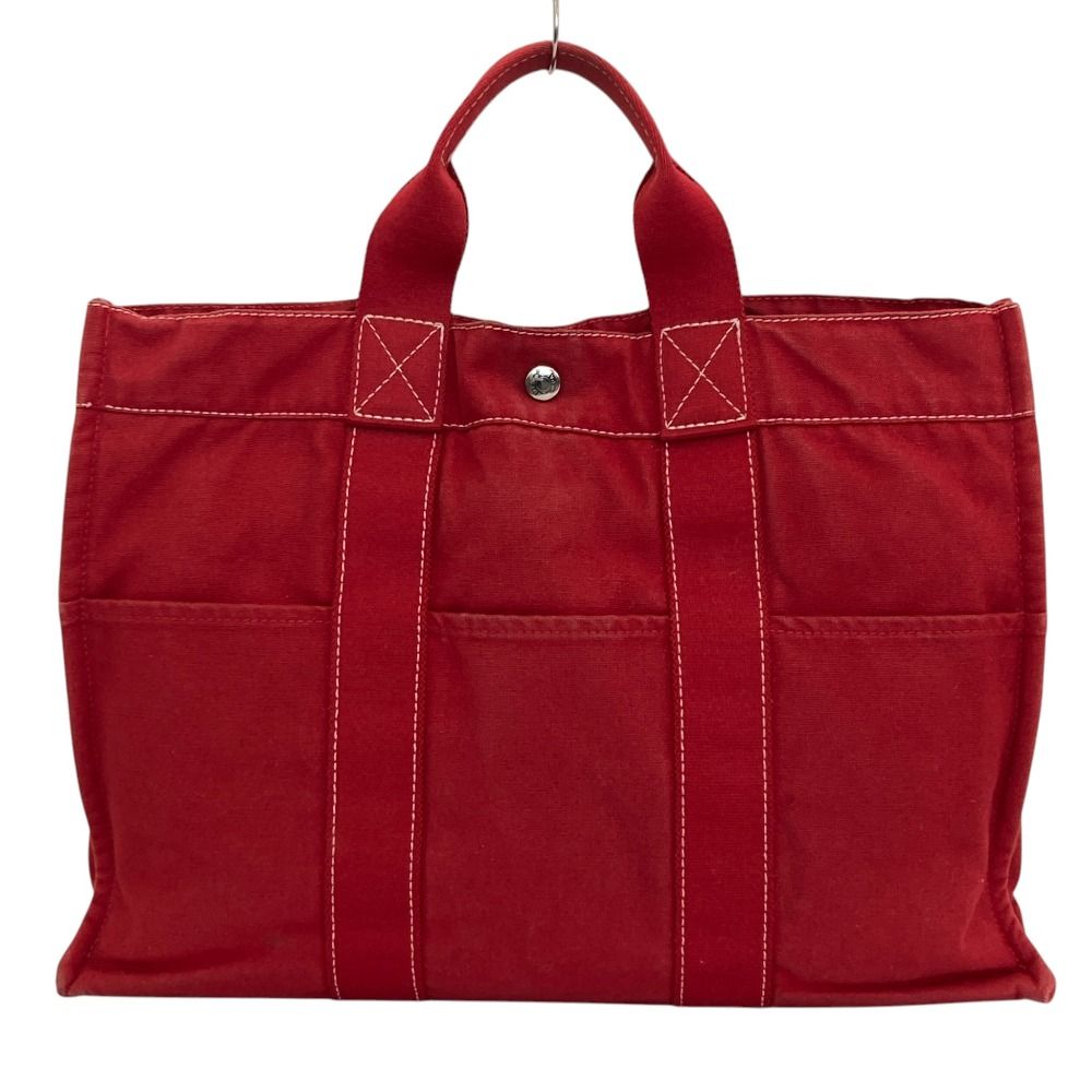HERMES エルメス ドーヴィルMM キャンバストートバッグ レッド