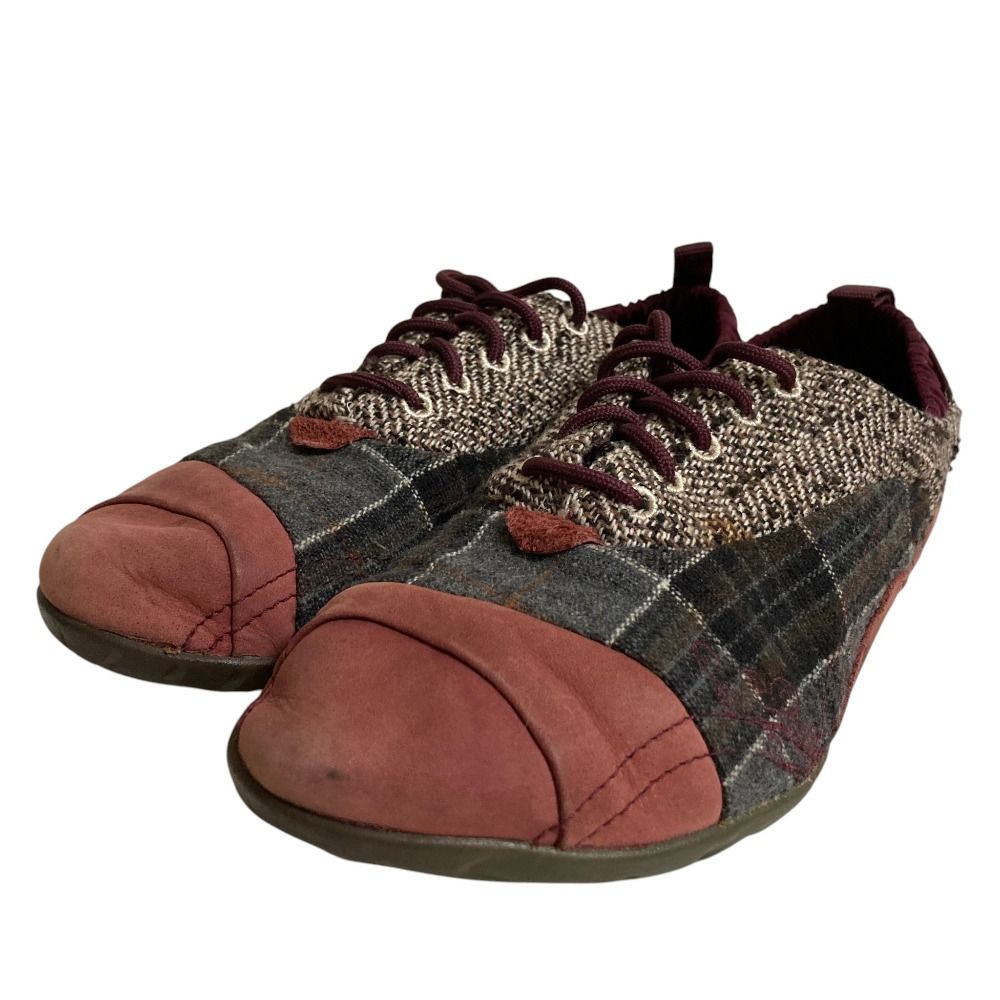 良品 MERRELL メレル BAREFOOT Bliss Glove Wool ツイード切替 スニーカー シューズ 6.5 約23.5cm ポートロイヤル ボルドー系 レディース 古着 中古 USED