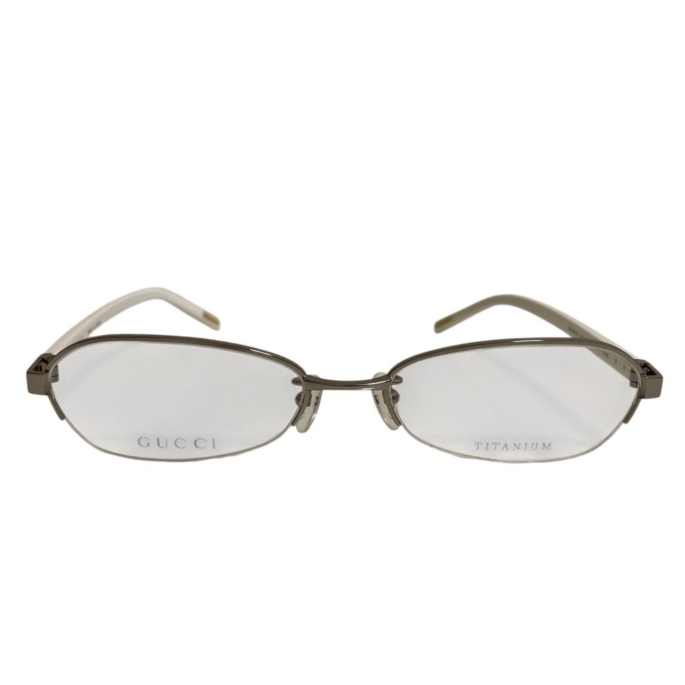 美品 GUCCI グッチ チタン ハーフリム メガネフレーム 眼鏡 アイウェア