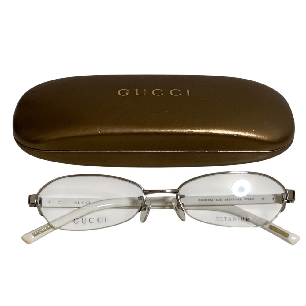 美品 GUCCI グッチ チタン ハーフリム メガネフレーム 眼鏡 アイウェア