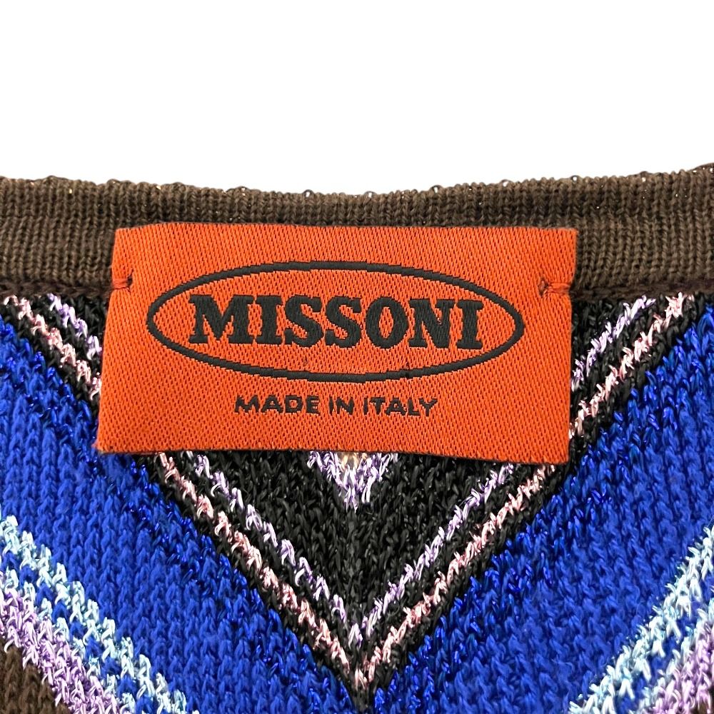 美品 MISSONI ミッソーニ 七分袖 ミニ丈 Vネック ラメ糸 シルク