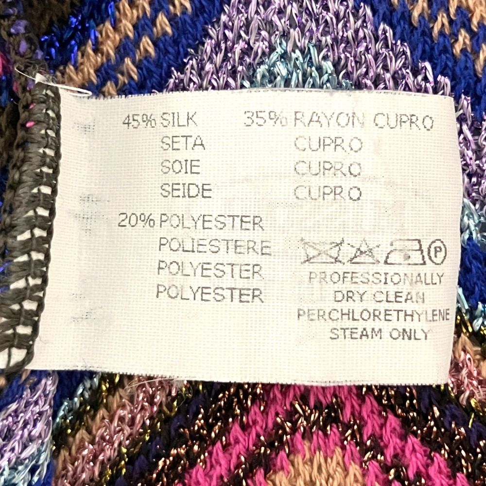 美品 MISSONI ミッソーニ 七分袖 ミニ丈 Vネック ラメ糸 シルク
