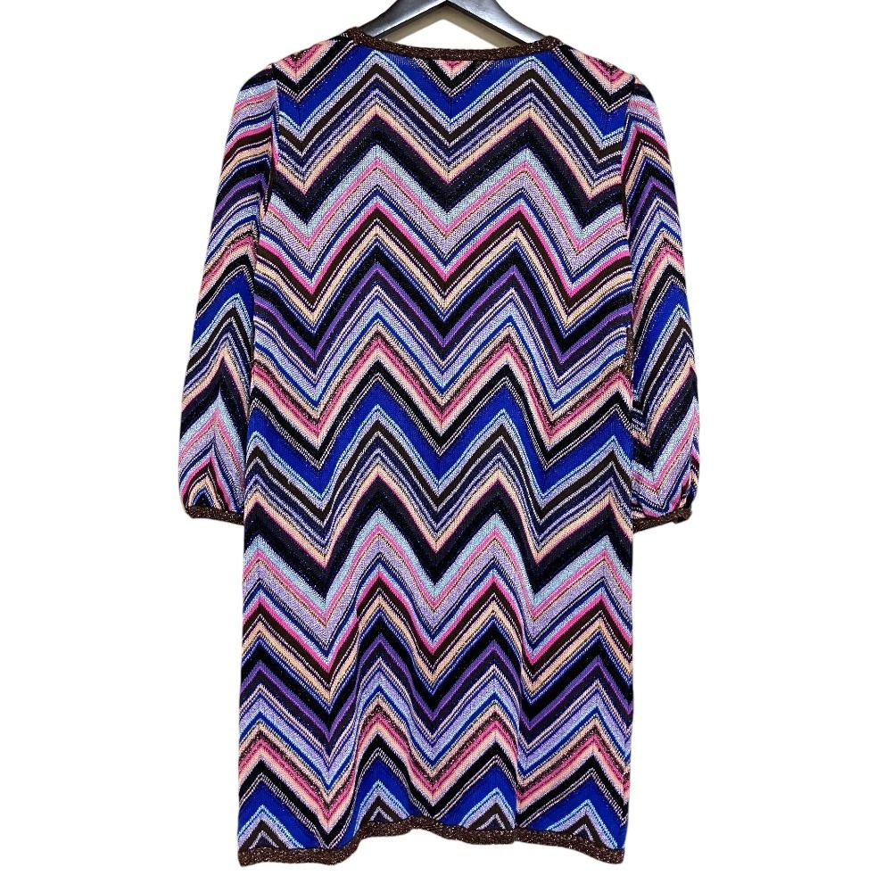 美品 MISSONI ミッソーニ 七分袖 ミニ丈 Vネック ラメ糸 シルク
