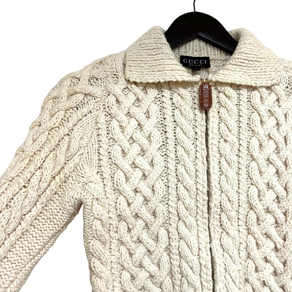 GUCCI グッチ トムフォード期 ショート丈 ジップアップ ケーブルニット